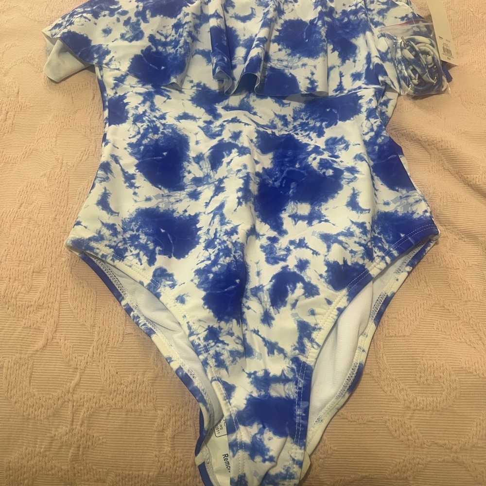 Vibrant Blue and White Swimsuit
